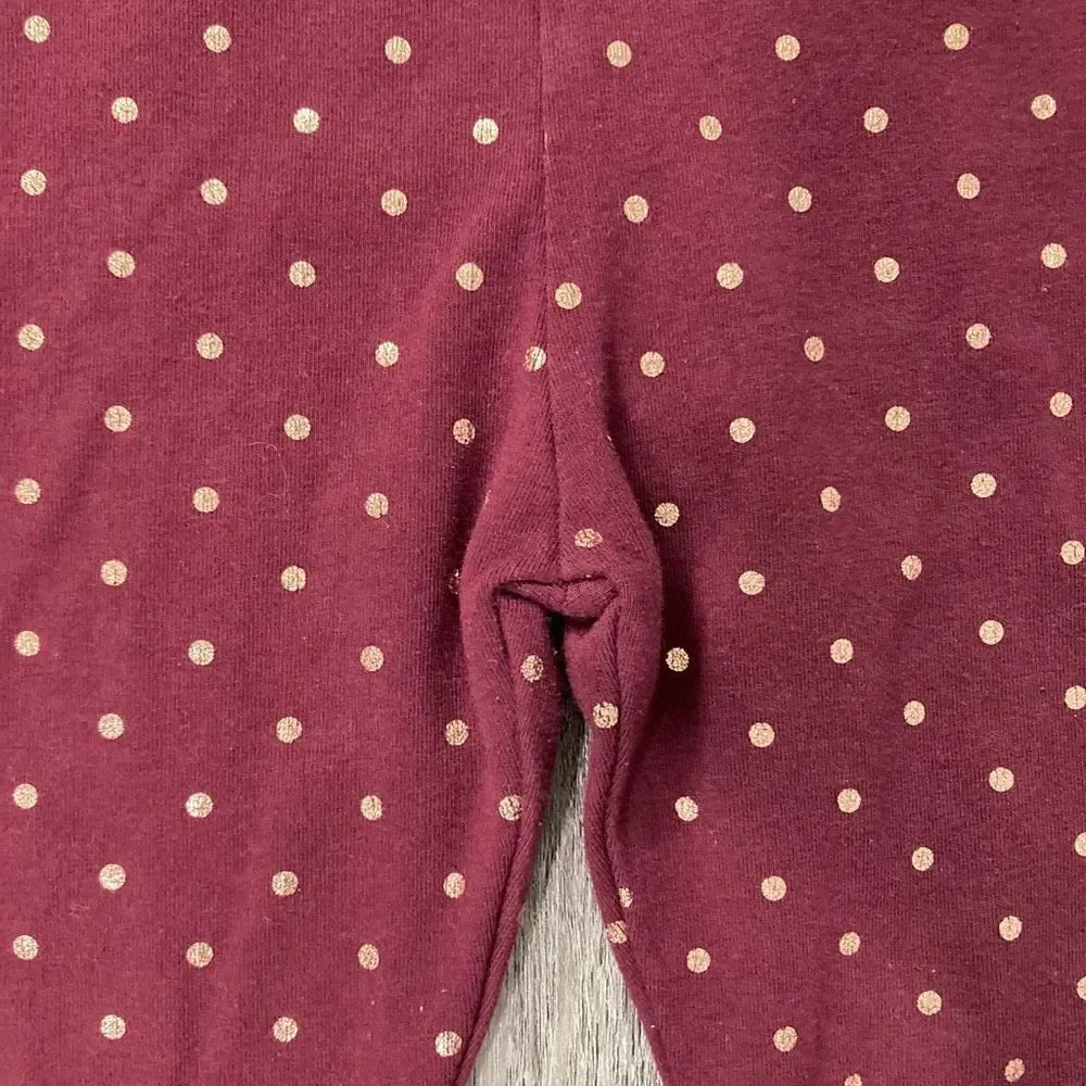 The Chlldren’s Place Girl’s Burgundy Gold Polka Dot Pull-On Full Leggings XS 4